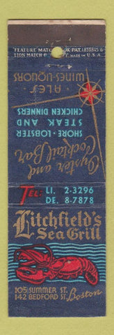 Matchbook Cover - Litchfield's Sea Grill Boston MA lobster feature