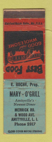 Matchbook Cover - Mary O'Grill Amityville LI NY WORN