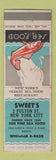 Matchbook Cover - Sweet's New York City lobster