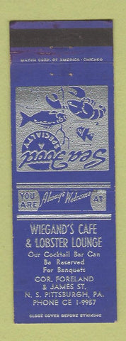Matchbook Cover - Weigand's Cafe Lobster Lounge Pittsburgh PA