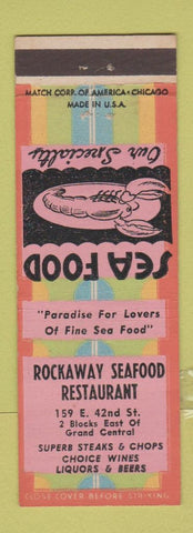 Matchbook Cover - Rockaway Seafood Restaurant  New York City #1