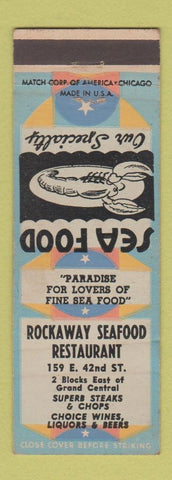 Matchbook Cover - Rockaway Seafood Restaurant  New York City #2 BLUE