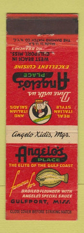 Matchbook Cover - Angelo's Place Gulfport MS seafood