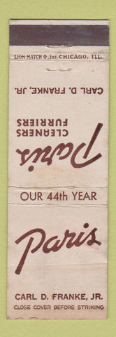 Matchbook Cover - Paris Cleaners Furriers