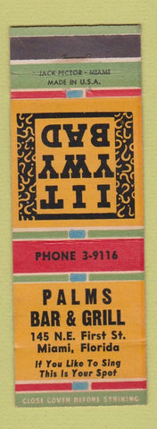 Matchbook Cover - Palm Bar and Grill Miami FL