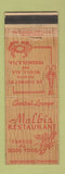 Matchbook Cover - Malbi's Restaurant lobster between Mobile AL Pensacola FL