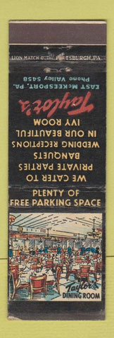 Matchbook Cover - Taylor's REStaurant East McKeesport PA