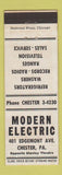 Matchbook Cover - Modern Eelctric Chester PA appliances lps radios music
