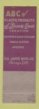 Matchbook Cover - Beauty Crest Plastic Products FH Jaffe Chicago IL girlie