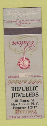 Matchbook Cover - Bulova Watches Republic New York CITy