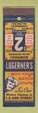Matchbook Cover - Lugerner's Watch Reapir New York City
