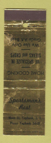 Matchbook Cover - Sportsman's Resta Yaphank LI NY WEAR