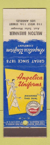 Matchbook Cover - Angelia Uniforms Milton Brenner Los Angeles CA