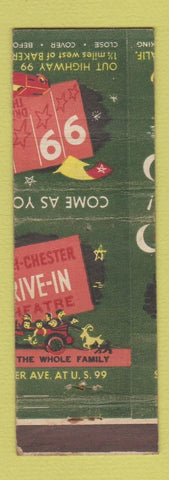 Matchbook Cover - 99 Drive In Movie Theatre Bakersfield CA MISCUT ERROR WEAR