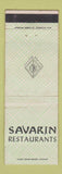 Matchbook Cover - Savarin Restaurants