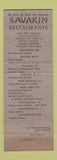Matchbook Cover - Savarin Restaurants
