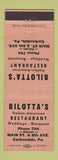 Matchbook Cover - Bilotta's Italian Restaurant Carbondale PA