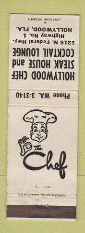 Matchbook Cover - Hollywood Chef Steak House Hollywood FL
