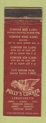 Matchbook Cover - Polly's Corner Lunch Jersey City NJ WRON