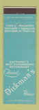 Matchbook Cover - Colonial Dickman's House Baltimore MD restaurant