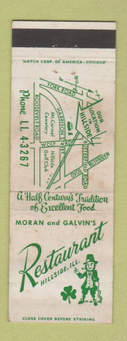 Matchbook Cover - Moran and Galvin's Restaurant Hillside IL WEAR
