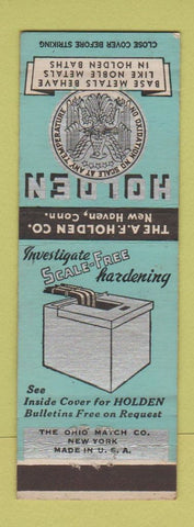Matchbook Cover - Holden Metal Hardening  New Haven CT