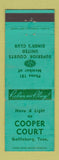 Matchbook Cover - Cooper Court Motel Gatlinburg TN low phone #