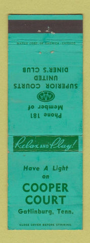 Matchbook Cover - Cooper Court Motel Gatlinburg TN low phone #