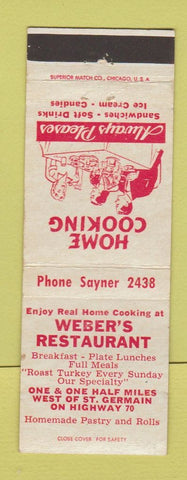 Matchbook Cover - Weber's Restaurant St Saint Germain WI