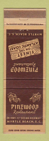 Matchbook Cover - Pinewood Restaurant Myrtle Beach SC