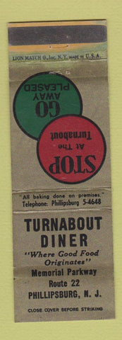 Matchbook Cover - Turnabout Diner Phillipsburg NJ WORN