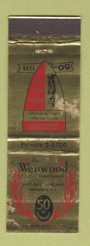 Matchbook Cover - Wendwood Orgaization Mineola LI NY WORN