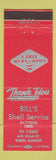 Matchbook Cover - Bill's Shell oil gas Elgin IL RED
