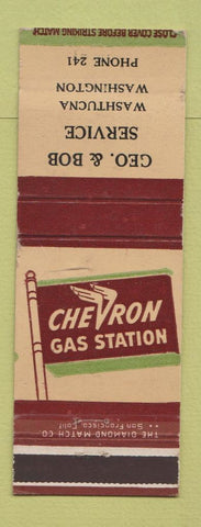 Matchbook Cover - Chevron oil gas Geo & Bob Washtucna WA low phone #