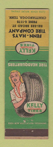 Matchbook Cover - Kelly Tires Feen Hays Chattanooga TN girlie