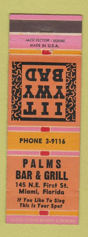 Matchbook Cover - Palms Bar and Grill Miami FL