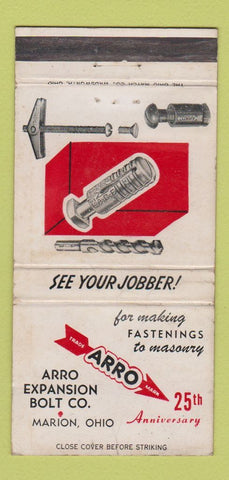 Matchbook Cover - Arro Expansion Bolt Marion OH WEAR 30 Strike