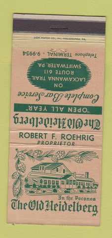 Matchbook Cover - Old Heidelberg Swiftwater PA 30 Strike