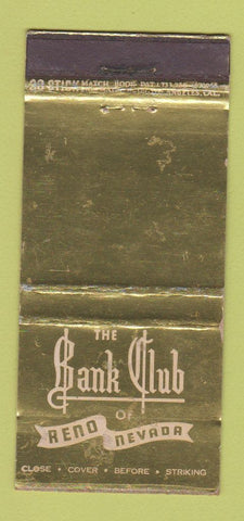 Matchbook Cover - Bank Club Reno NV WEAR 30 Stick