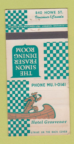 Matchbook Cover - Hotel Grosvenor Vancouver BC 30 Strike