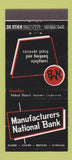 Matchbook Cover - Manufacturers National Bank Detroit Dearborn MI 30 Stick