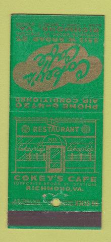 Matchbook Cover - Cokey's Cafe Richmond VA 30 Stick