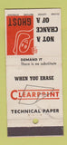 Matchbook Cover - Clearprint Technical Paper  30 Stick