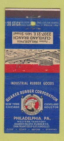 Matchbook Cover - Quaker Rubber Corp Philadelphia PA Cleveland 30 Stick