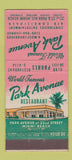 Matchbook Cover - Park Avenue Restaurant Miami Beach FL 30 Stick