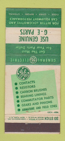 Matchbook Cover - GE General Electric Locomotive Auto Parts 30 Stick