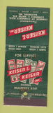 Matchbook Cover - Keiser & Keiser Insurance Baltimore MD WEAR 30 Stick