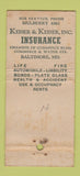 Matchbook Cover - Keiser & Keiser Insurance Baltimore MD WEAR 30 Stick