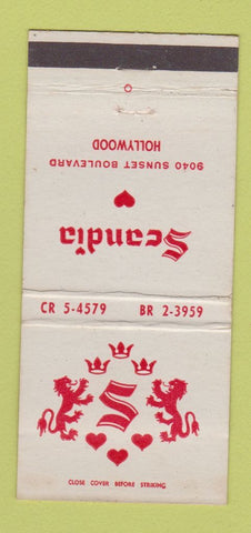 Matchbook Cover - Scandia Hollywood CA 30 Stick