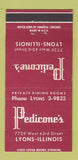 Matchbook Cover - Pedicone's Lyons IL 30 Strike